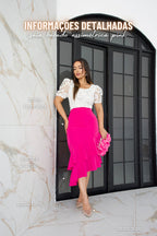 Saia Babado Assimétrico Pink