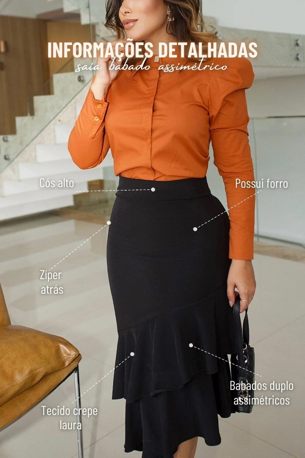 Saia Babado Assimétrico