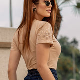 T-shirt Manga Bordada