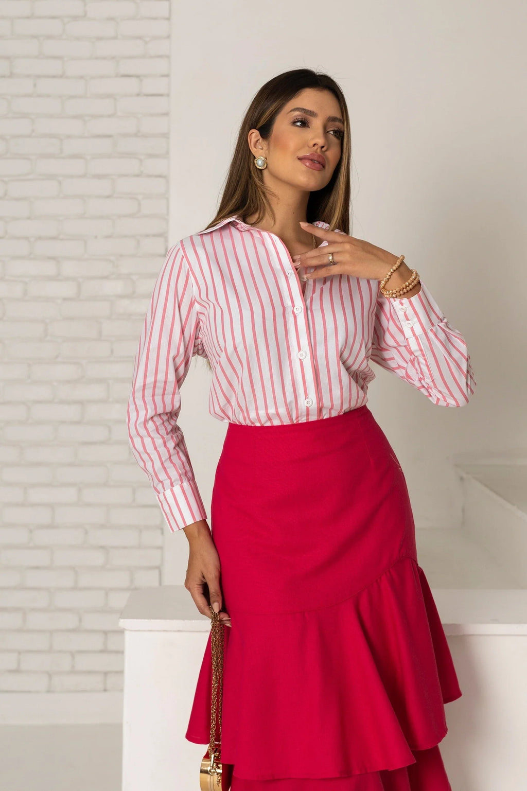 Camisa Listrada Celeste