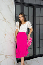 Saia Babado Assimétrico Pink