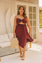 Conjunto saída Eliora curta & top - bordô