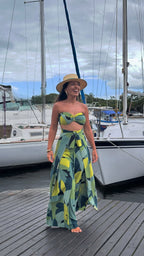 Conjunto calça macacão e top tropicália verde