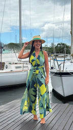 Conjunto calça macacão e top tropicália verde