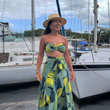 Conjunto calça macacão e top tropicália verde